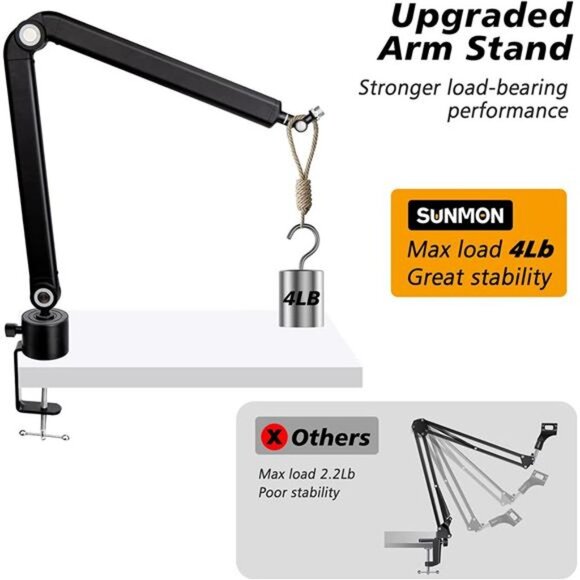 Mic Stand Boom Arm - Compatible with HyperX QuadCast, 360° Rotation Mic Stand - Picture 6 of 7